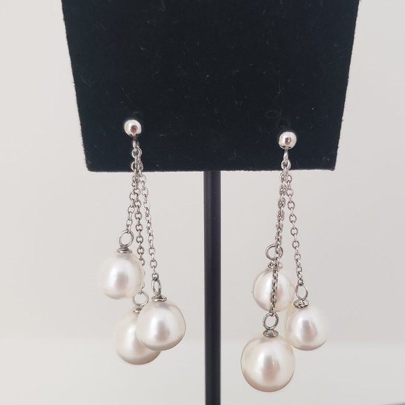 White Freshwater Pearl Dangle Cluster Earrings (NWOT) - Picture 6 of 9